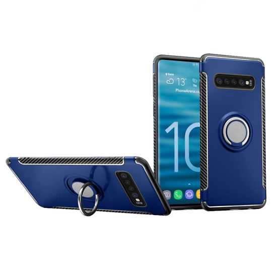 Samsung Galaxy S10 suojakotelo rengaspidikkeellä - Tummansininen
