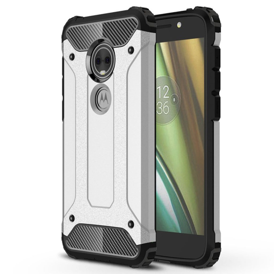 Motorola Moto E5 Play Kilpi Kova Hybriidi Muovinen Takasuoja Kuori - Hopea