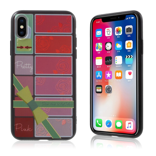 iPhone X uniikki suojakuori - Ruudut ja kukat