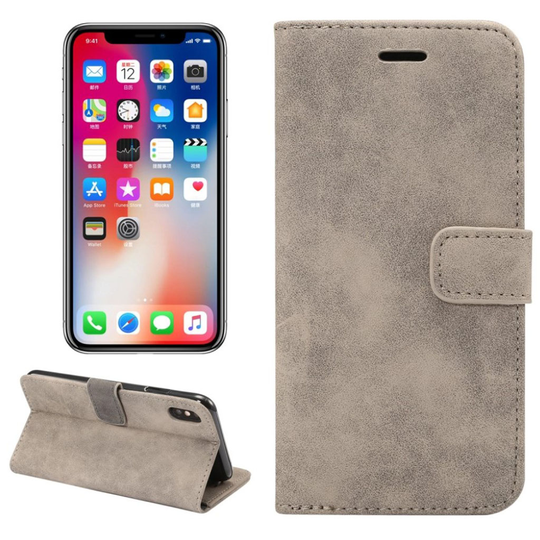 iPhone 9 Plus Retro Tyylinen Synteetti Nahkainen Lompakko Suojakotelo magneetti Lukolla - Harmaa