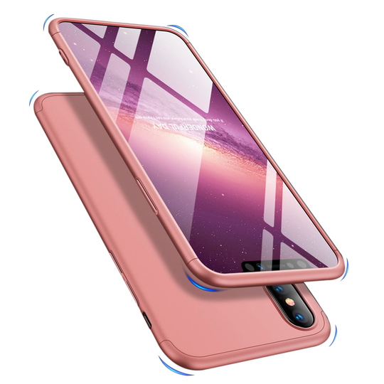 iPhone Xs Max GKK kolme palainen matta pintainen kova muovinen takasuoja kuori - Ruusu Kulta