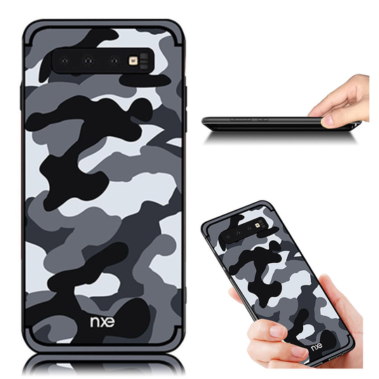 NXE Samsung Galaxy S10 Plus camo-kuvioinen suojakotelo - Harmaa