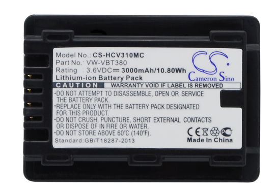 Panasonic VW-VBT380 akku 3000 mAh
