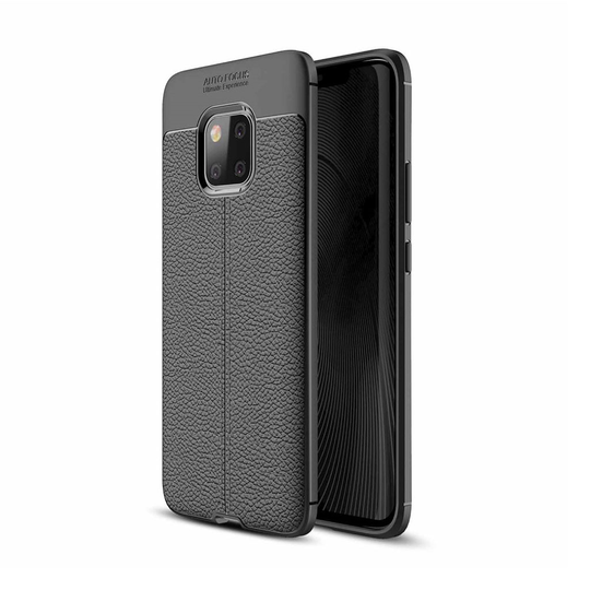 Huawei Mate 20 Pro liitsihedelmä rakenne pintainen silikooni muovinen takasuoja kuori - Musta