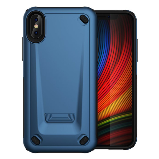 iPhone XS sporttinen hybriidi muovinen takasuoja kuori - Sininen