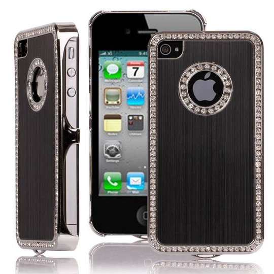 Jewel Silver Edge (Musta) iPhone 4/4S Suojakuori