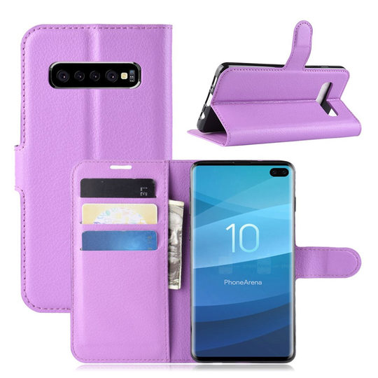 Samsung Galaxy S10 Plus litsi nahkainen flip Suojakotelo - Violetti
