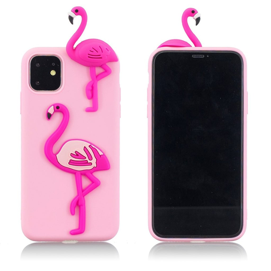 Cute 3D iPhone 11 kuoret - Pinkki / Flamingo
