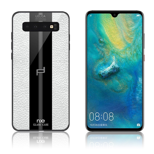 NXE LELCA Samsung Galaxy S10e lasi pintainen suojakotelo - Valkoinen