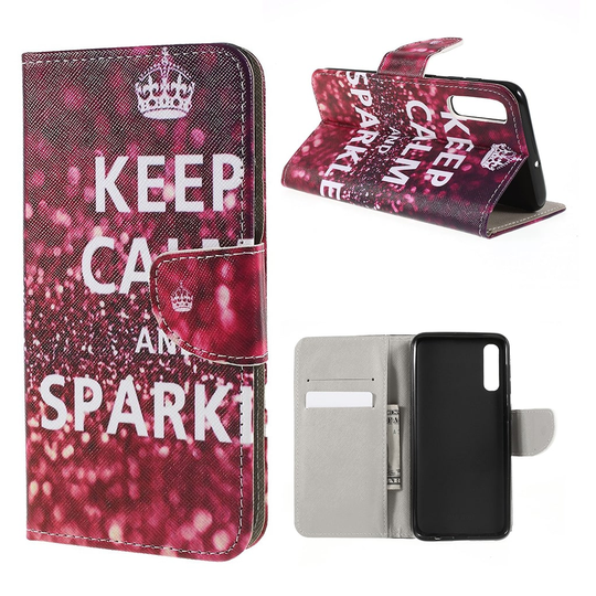 Wonderland Samsung Galaxy A50 kotelot - Quote Keep Calm and Sparkle