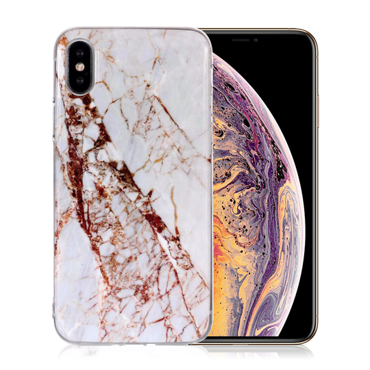 iPhone Xs Max IMD marmori kuviollinen silikooni muovinen pehmeä takasuoja kuori - Tyyli H