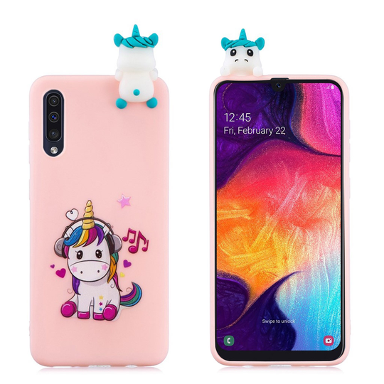 Samsung Galaxy A50 3D animal doll case - Unicorn Enjoying Music
