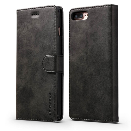 LC.IMEEKE iPhone 7 Plus / 8 Plus uniikki nahkakotelo - Musta