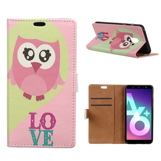 Samsung Galaxy A6 Plus Kuvio Nahka Lopmakko Kuori - Love Tyttö Pöllö