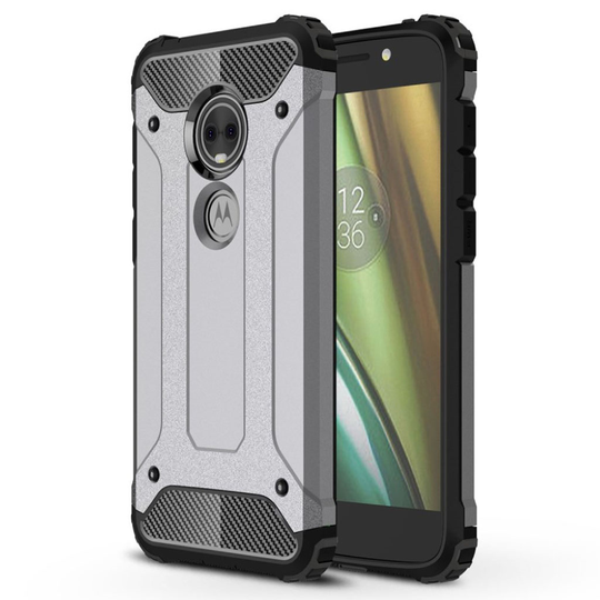 Motorola Moto E5 Play Kilpi Kova Hybriidi Muovinen Takasuoja Kuori - Harmaa