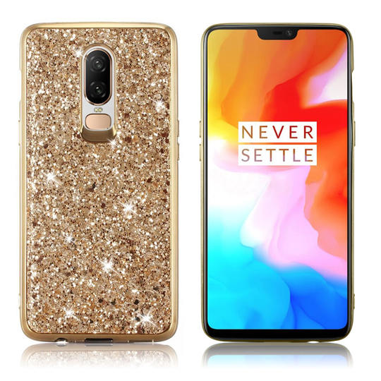 OnePlus 6 Kimalteleva Geeli Muovinen Pehmeä Takasuoja Kuori - Kulta