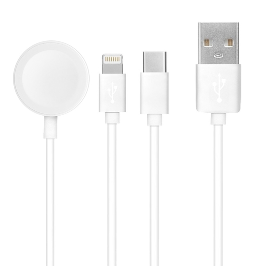 Magneettinen 3in1 Apple Watch -latauskaapeli Lightning + USB-C