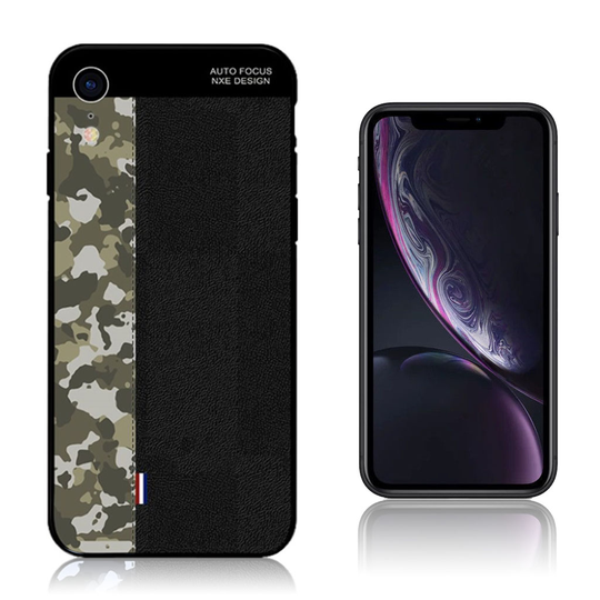 iPhone Xr NXE kaksisävyinen Kamo kuviollinen silikooni muovinen suojakuori - Kamo/ Vihreä Musta