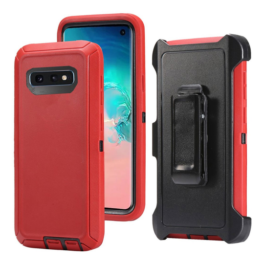 Samsung Galaxy S10e hybrid belt clip case - Black / Red