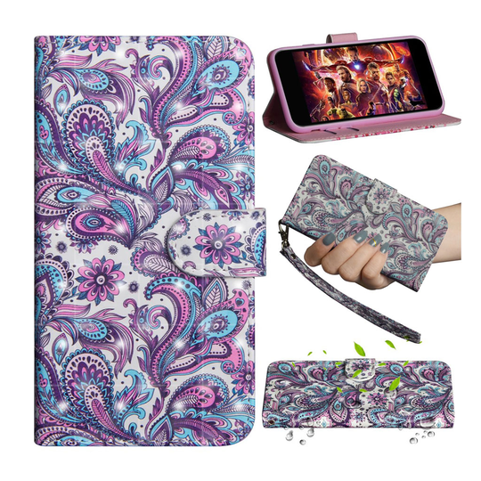 Samsung Galaxy A70 décor patterned leather case - Colorized Flowers