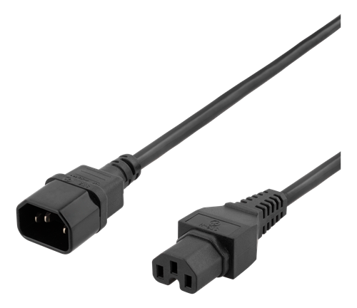 Maadoitettu Kaapeli Laitteen Virtasovittimeen Kytkemistä Varten, 2 M, Suora IEC 60320 C15 - Suora I