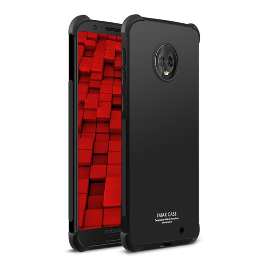 Motorola Moto G6 Plus IMAK Silky Anti-Drop Pehmeä TPU Suoja Kuori ja Suojakalvo Näytölle - Metalli Musta