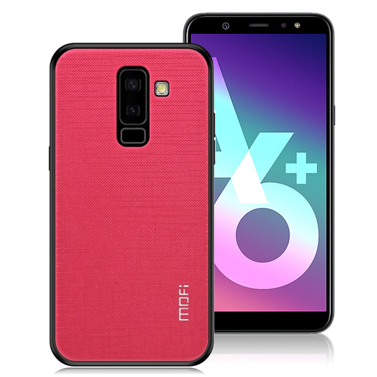 Samsung Galaxy A6 Plus (2018) MOFI Pyyhe Rakenne Kankaalla Pinnoitettu Kova Muovinen Takasuoja Kuori - Ruusu