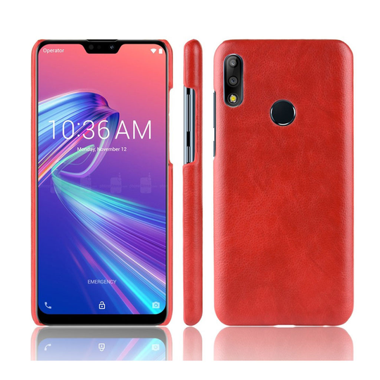Asus ZenFone Max Pro (M2) litsi pintainen nahkainen suojakotelo - Punainen