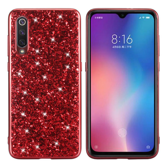 Glitter Xiaomi Mi 9 kuoret - Punainen