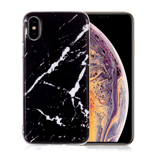 iPhone Xs Max IMD marmori kuviollinen silikooni muovinen pehmeä takasuoja kuori - Tyyli T