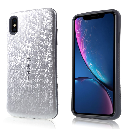 iPhone Xs Max IFACE MALL mosaiikki kuviollinen hybriidi muovinen takasuoja kuori - Harmaa