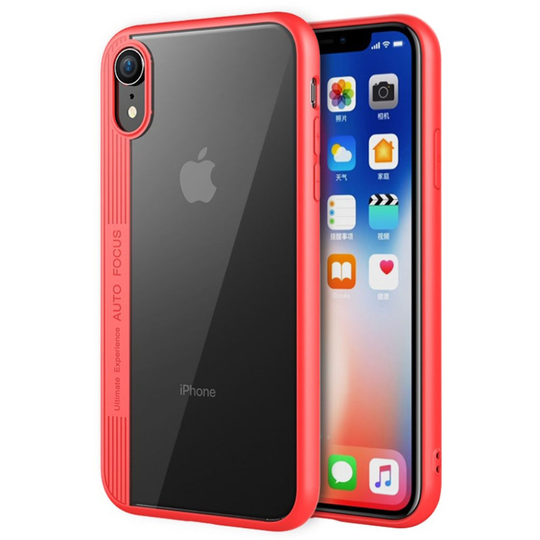 iPhone 9 Hybriidi Muovinen Kirkas Muovinen Takasuoja Kuori - Punainen