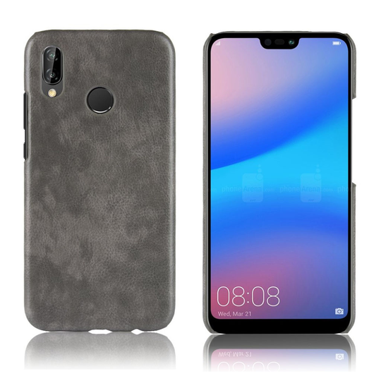 Huawei P20 Lite Liitsihedelmä Jyväinen Synteetti Nahkainen Muovi Takasuoja Kuori - Harmaa