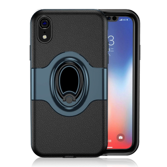 iPhone 9 Sormirengas Jalkatuella Varustettu Kova Muovi Takasuoja Kuori - Tumman Sininen