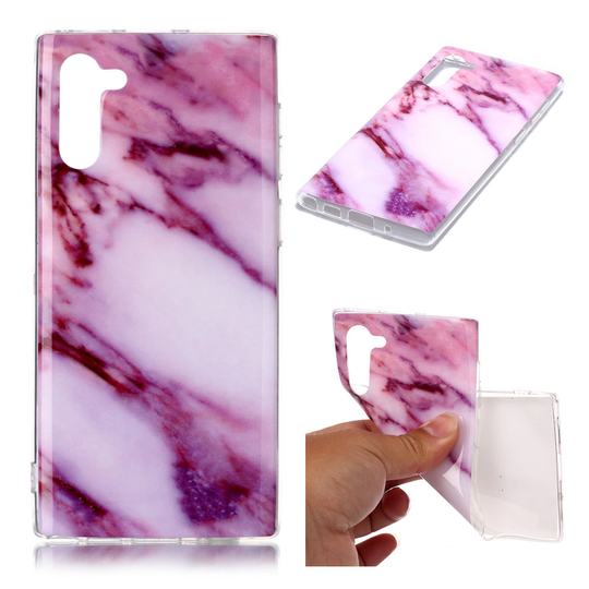 Marble Samsung Galaxy Note 10 kuoret - Ruusu / violetti sävy marmori