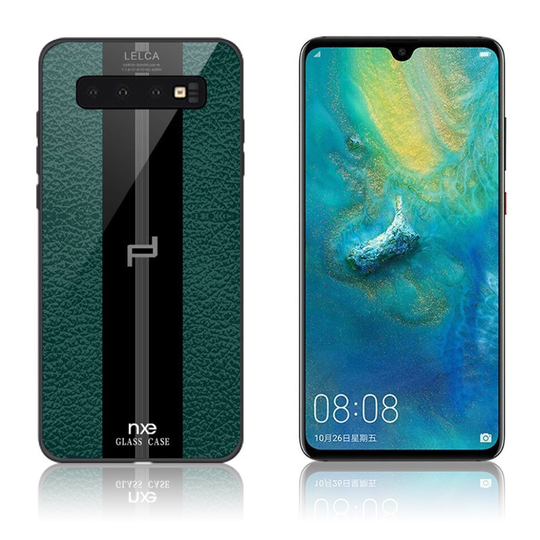 NXE LELCA Samsung Galaxy S10e lasi pintainen suojakotelo - Vihreä