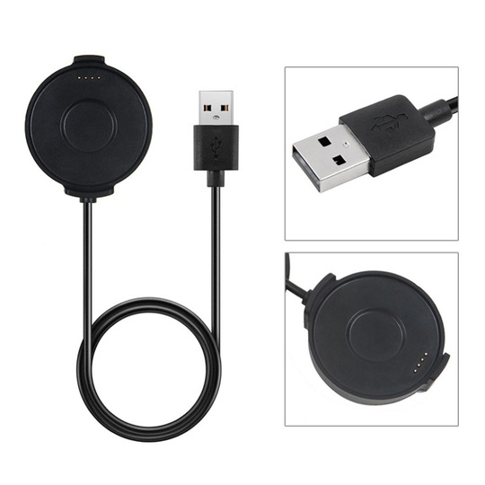 TicWatch Pro Magneettinen USB latausjohto kaapeli kellolle - Musta 1m