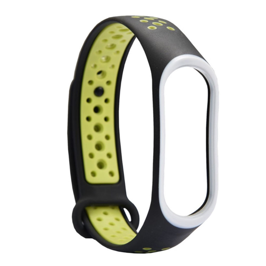 Xiaomi Mi Band 3 kaksi sävyinen joustava silikooni muovinen kellon vaihto ranneke - Vihreä/ Musta