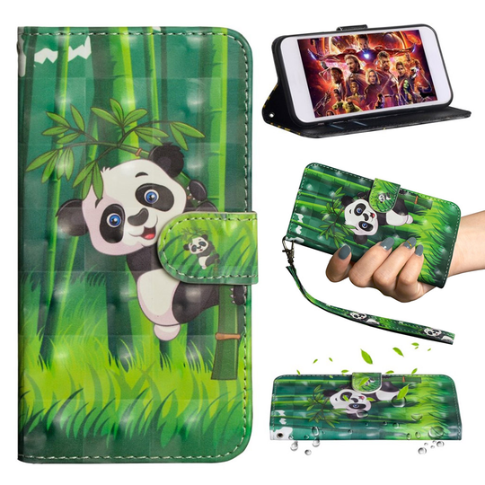 Motorola Moto G7 Power patterned leather case - Panda