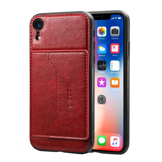 iPhone 9 Villihevos Rakenne Synteetti Nahka Takasuoja Korttipaikalla - Punainen
