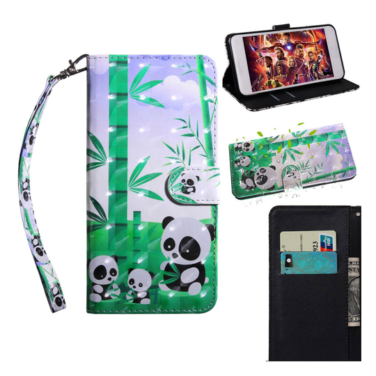 Motorola Moto G7 Play patterned leather case - Pandas
