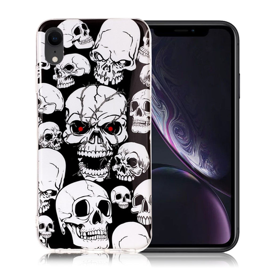 iPhone 9 Valoisa Kuviollinen Pehmeä Muovinen Takasuoja Kuori - Pääkallot