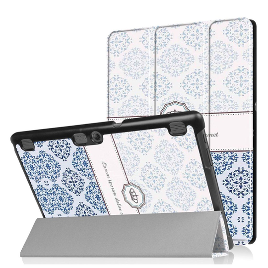 Lenovo Tab 10 TB-X103F patterned tri-fold leather flip case - Damask