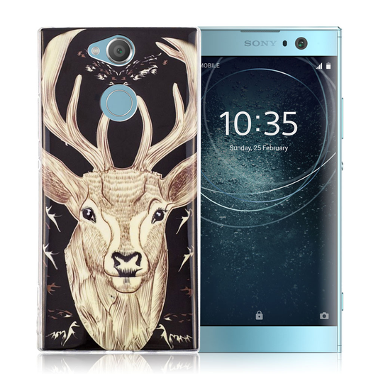 Sony Xperia XA2 Valoisa Kuvallinen IMD Pehmeä TPU Takasuoja Kuori - Hirvi