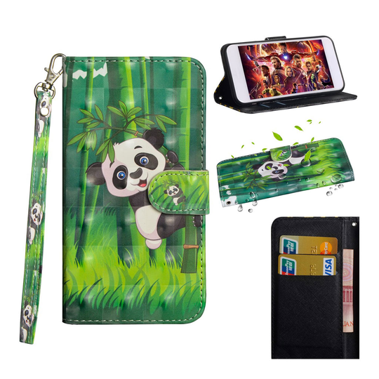 Huawei P30 Pro vaalea piste koriste nahkainen flip Suojakotelo - Panda Kiipeää Bambu puuhun