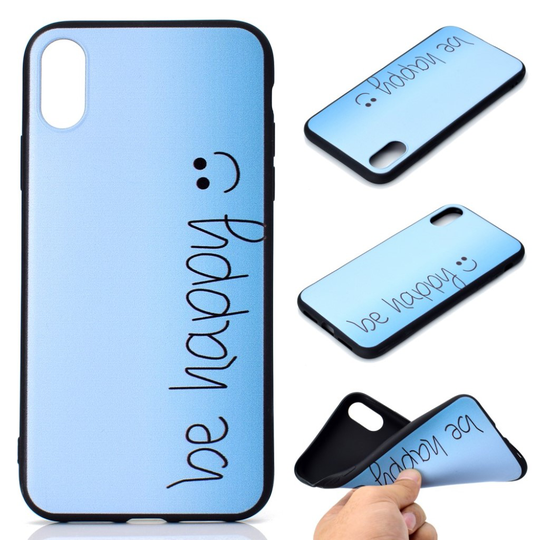 iPhone Xs Max Joustava kuviollinen silikooni muovinen takasuoja kuori - Be Happy