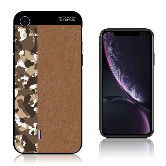 iPhone Xr NXE kaksisävyinen Kamo kuviollinen silikooni muovinen suojakuori - Kamo/ Ruskea