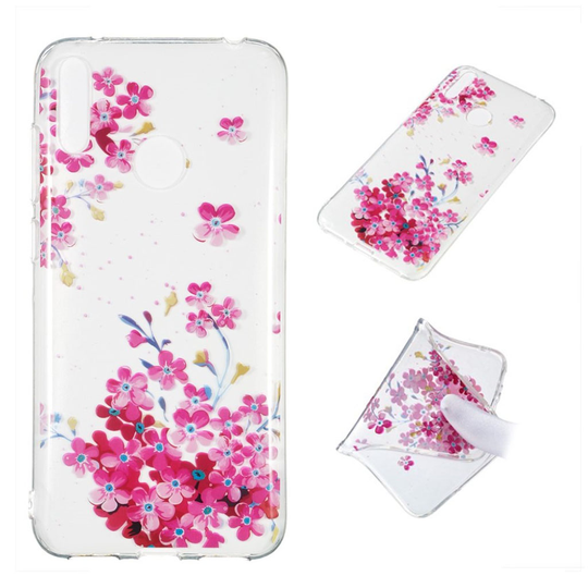 Huawei Y7 2019 kuosi suojakotelo - Pinkki Kukka