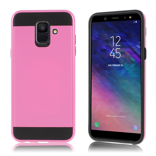 Samsung Galaxy A6 Harjattu Pinta PC ja TPU Kombo Takasuoja Kuori - Ruusu