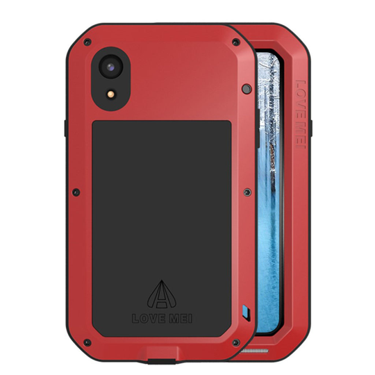 iPhone Xr LOVE MEI iskukestävä kolme kerroksinen hybriidi suojakuori - Punainen